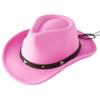 Jastore Kids Girls Boys Western Cowboy Cowgirl Hat with Buckle Belt Felt Fedora Hat (Hot Pink, 4-12 Years) view 1
