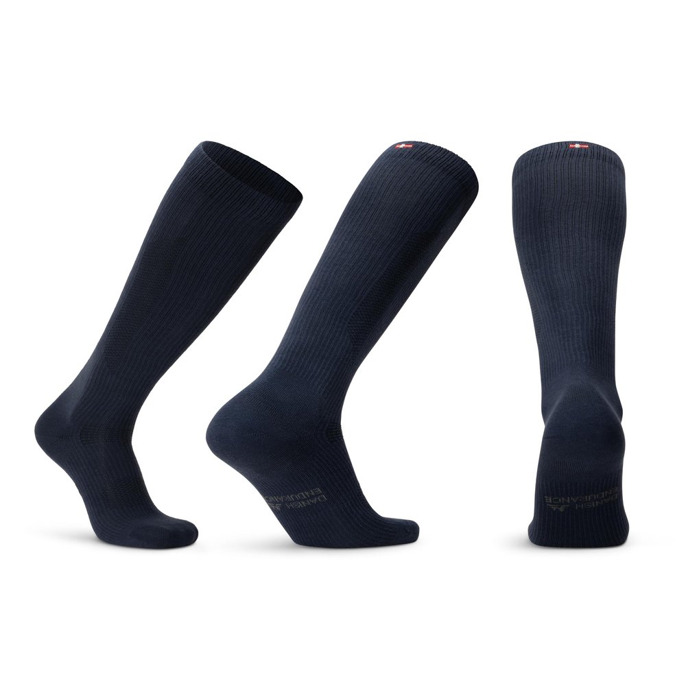 DANISH ENDURANCE Organic Compression Socks for Women and Men, Running Socks, Mens Knee High, Medias de Compresin, 1-3 Pack, Navy, Medium