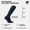 DANISH ENDURANCE Organic Compression Socks for Women and Men, Running Socks, Mens Knee High, Medias de Compresin, 1-3 Pack, Navy, Medium view 2
