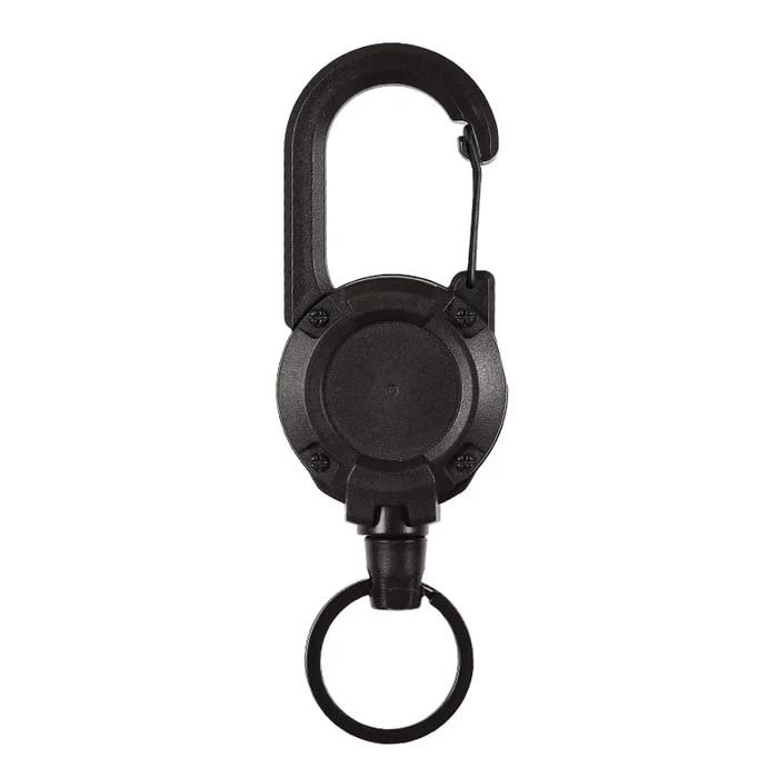 2023 New Outdoor Automatic Retractable Wire Rope Luya Tactical Keychain - Heavy Duty Carabiner Key Chains, Anti-Theft Multitool Carabiner Badge Holder for Camping, Fishing, Hunting (1 PC - Black)