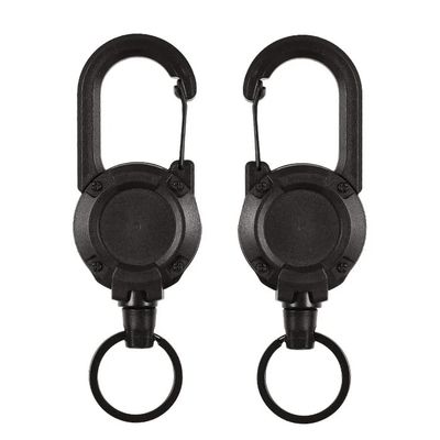2023 New Outdoor Automatic Retractable Wire Rope Luya Tactical Keychain - Heavy Duty Carabiner Key Chains, Anti-Theft Multitool Carabiner Badge Holder for Camping, Fishing, Hunting (2 PCS - Black)