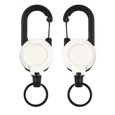 2023 New Outdoor Automatic Retractable Wire Rope Luya Tactical Keychain - Heavy Duty Carabiner Key Chains, Anti-Theft Multitool Carabiner Badge Holder for Camping, Fishing, Hunting (2 PCS - White)
