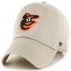 47 Brand MLB Natural Primary Logo Clean Up Adjustable Baseball Cap Hat, Adult One Size Fits All - Baltimore Orioles Natural view 1