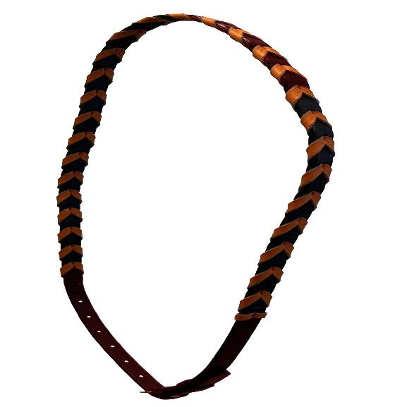 Equitem Leather Equestrian Horse Neck Strap (Dark Brown and Orange, 60")