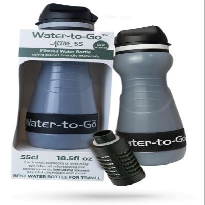 Water Filter Bottle for Hiking - 18.5oz/55cl Compact Outdoor Water Purifier for Backpacking - Eco-Friendly Bioplastic, Leakproof, Small Size