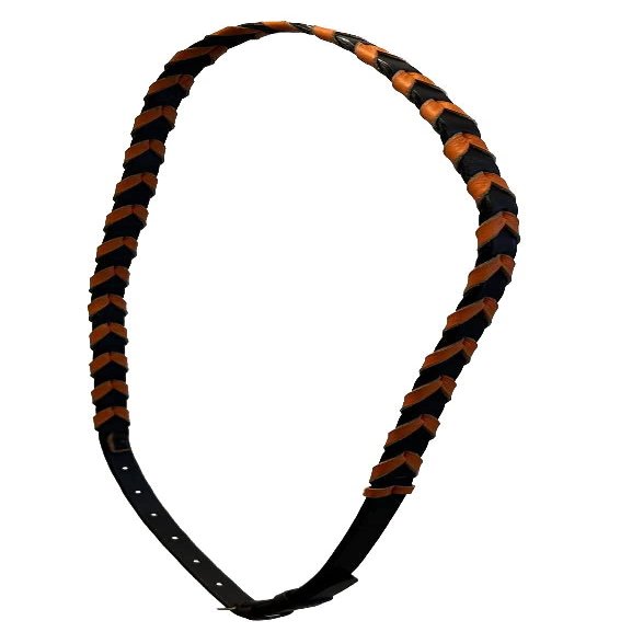 Equitem Leather Equestrian Horse Neck Strap (Black and Orange, 50")