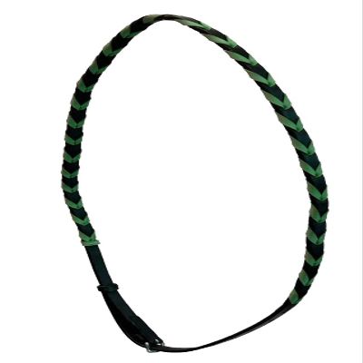 Equitem Leather Equestrian Horse Neck Strap (Black and Teal, 50")