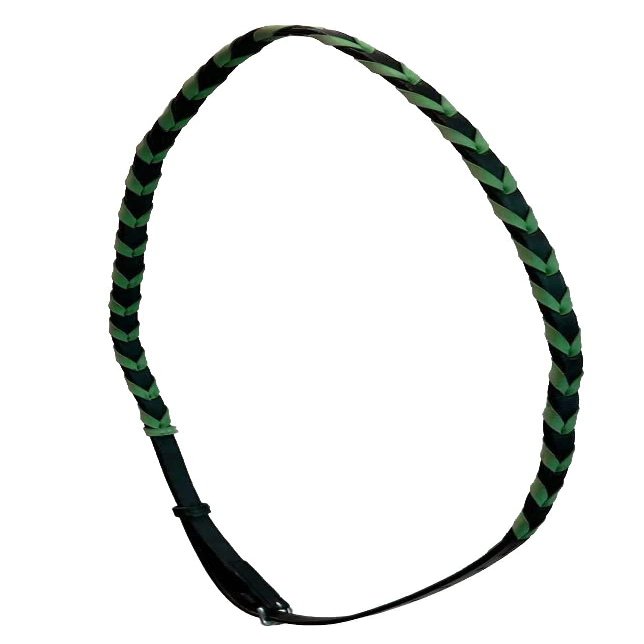 Equitem Leather Equestrian Horse Neck Strap (Black and Teal, 50")