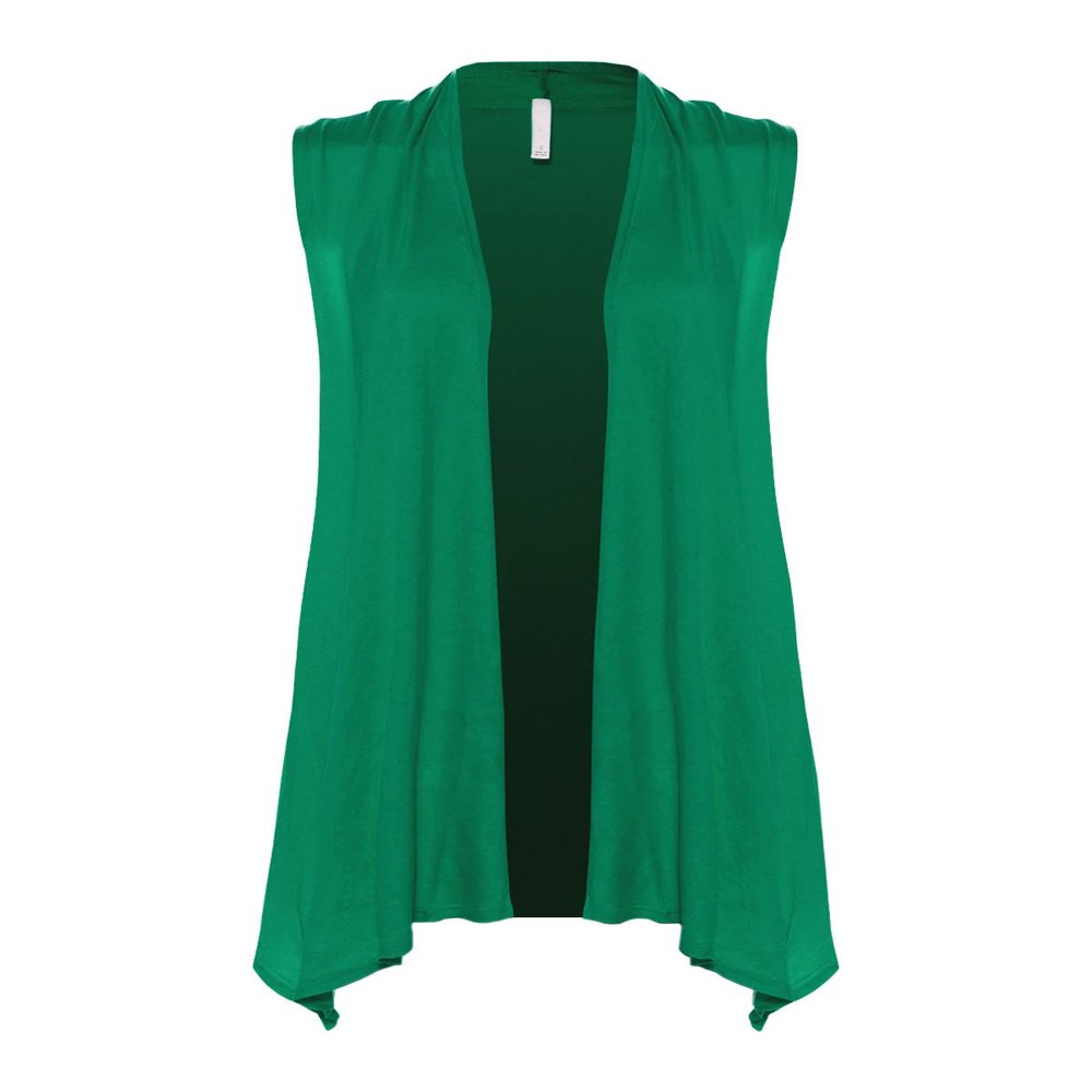 Design by Olivia Women's Sleeveless Open Front Draped Cardigan Vest Lightweight Cool Coat Kelly Green M