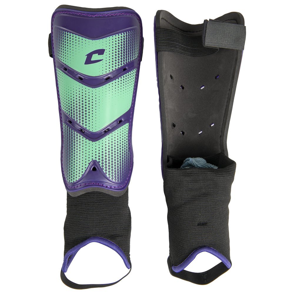 Champro League Soccer Shin Guards with Padded Ankle, Medium, Purple