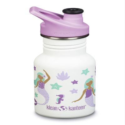 Klean Kanteen Classic Kid's Water Bottle with Sport Cap - Durable Stainless Steel Water Bottle for Children 4 & Older - Dishwasher-Safe & BPA-Free - Mermaids, 12 oz