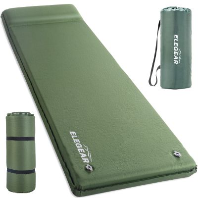 Elegear CumbreX Self Inflating Sleeping Pad, 3.15" Ultra-Thick Memory Foam Camping Pad with Pillow Fast Inflating in 20s Insulated Camping Mattress Pad 4-Season Camp Sleeping Mat for Camp/Travel/Tent