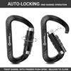 3inch Auto Locking Carabiner Clips Heavy Duty, 12KN /2697lbs Lightweight Keychain carabiners, Sturdy Twist Lock Caribeeners for Camping Hiking Hammock Swing Backpack, Dog Leash and Harness etc, Black view 3
