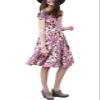 21KIDS Girls Floral Midi Dress Kids Casual Short Sleeve Short Dress with Pockets, Purple, 14 Years view 1