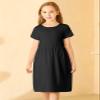 21KIDS Girls Solid Midi Dress Kids Casual Short Sleeve Tshirt Dress with Pockets, Black, 12 Years view 3