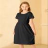 21KIDS Girls Solid Midi Dress Kids Casual Short Sleeve Tshirt Dress with Pockets, Black, 12 Years view 4