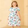 21KIDS Girls Floral Dress Kids Casual Short Sleeve Midi Dress with Pockets, White, 14 Years view 4