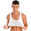 YONGHS Mens Sexy Crisscross Back Sleeveless Muscle Half Tank Top Vest T-Shirts Sports Bras Crop Tops 4# White Medium view 3