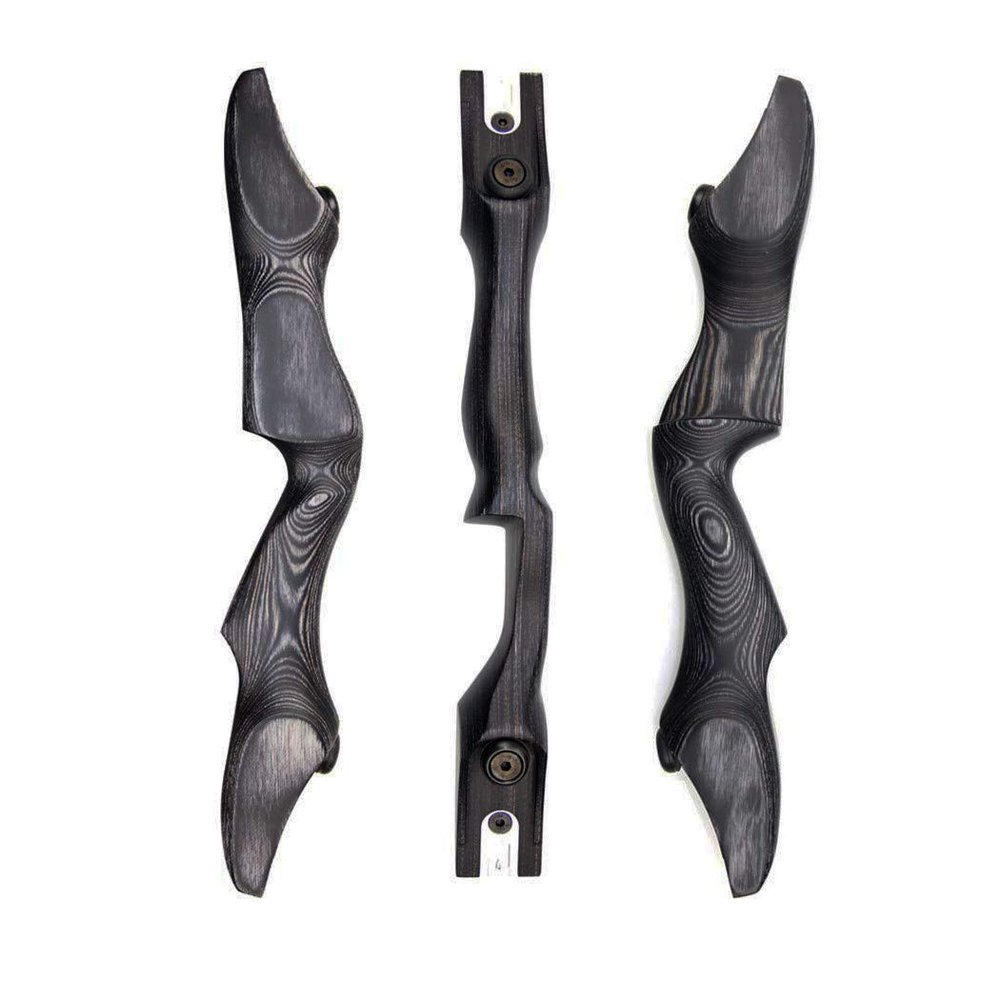 17" LF Recurve Bow Riser ILF Device Wooden Bow Handle American Hunting Recurve Bow Grip Right Handed and Left Handed for Outdoor Archery Shooting (Left Handed, Black)