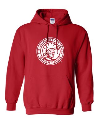 CreateMyTee University of Tampa UT Circle Unisex Hooded Sweatshirt (Red, Large) - UT Spartans Apparel