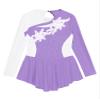 CHICTRY Kids Girls Figure Ice Skating Dress Shiny Rhinestone Gymnastics Leotard Dress Ballet Dance Costume Lavender 12 Years view 3