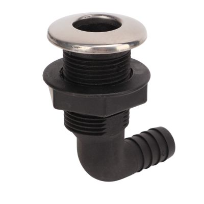 OUKENS Black 3/4" 90-Degree Nylon Thru-Hull Fitting, Marine Elbow Hose Connector for Boat Bilge Pump Drain & Deck Outlet, Heavy Duty Water Intake Replacement Hardware