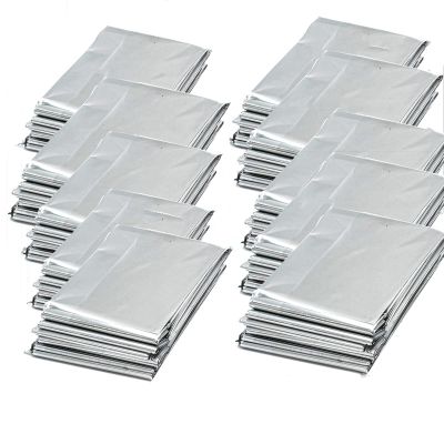 Emergency Mylar Thermal Survival Blanket - Silver Gold Foil Space Kit for Outdoors, Camping, Hiking or First Aid (Silver, 12pcs)