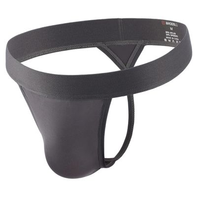 BRODDLE Men's Nylon Thong Underwear G-String Low Rise T-Back Bulge Pouch Workout for Men Charcoal Grey Small