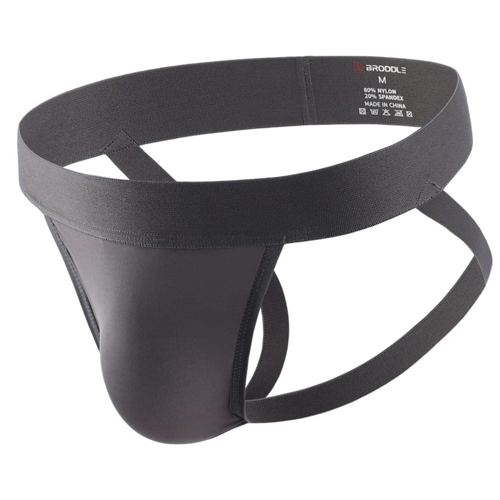 BRODDLE Men's Jockstrap Stretchy Nylon Pouch Workout Performance Athletic Supporters for Men Charcoal Grey XX-Large