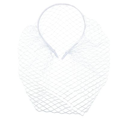 aoozleny 1920s Mesh Veil Headband Vintage Fascinators Bridal Wedding Tea Party Veil for Women (White)