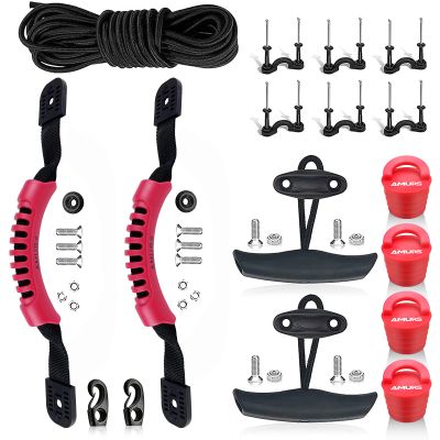 AMURS Kayak Carry Handles Kayak Accessory Kayak Scupper Plug Kayak Handles Replacement and T-Handle with 8 Feet Bungee Cord Tri-Grip Rivet Pad Eyes Kit Kayak Parts for Lifetime,Ocean,Emotion Canoe