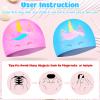 2 pcs Kids Swim Cap Silicone Swimming Cap for Boys Girls (Age 3-12) Cover Ears Waterproof Bathing Cap Keep Hair Dry Swimming Hat for Hair view 3