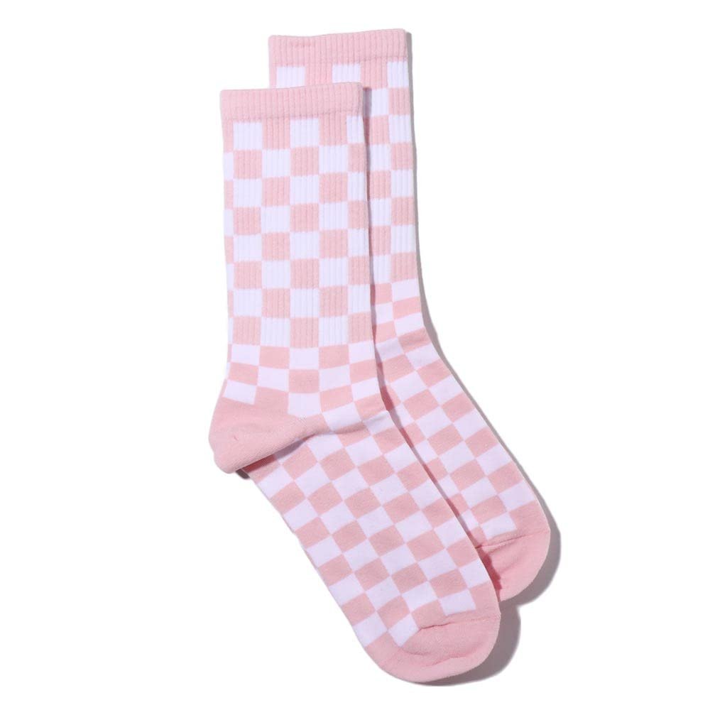 Fashion Harajuku Trends Women Checkerboard Socks Geometric Checkered Socks Men Hip Hop Cotton Unisex Print Skateboard Soks(pink) 5-9