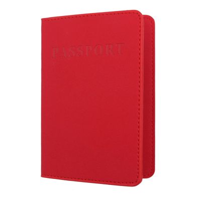 Frosted PU Leather Passport Holder Cover Case Travel Wallet Card Case Card Holder Bifold Wallet for Men and Women (Red)