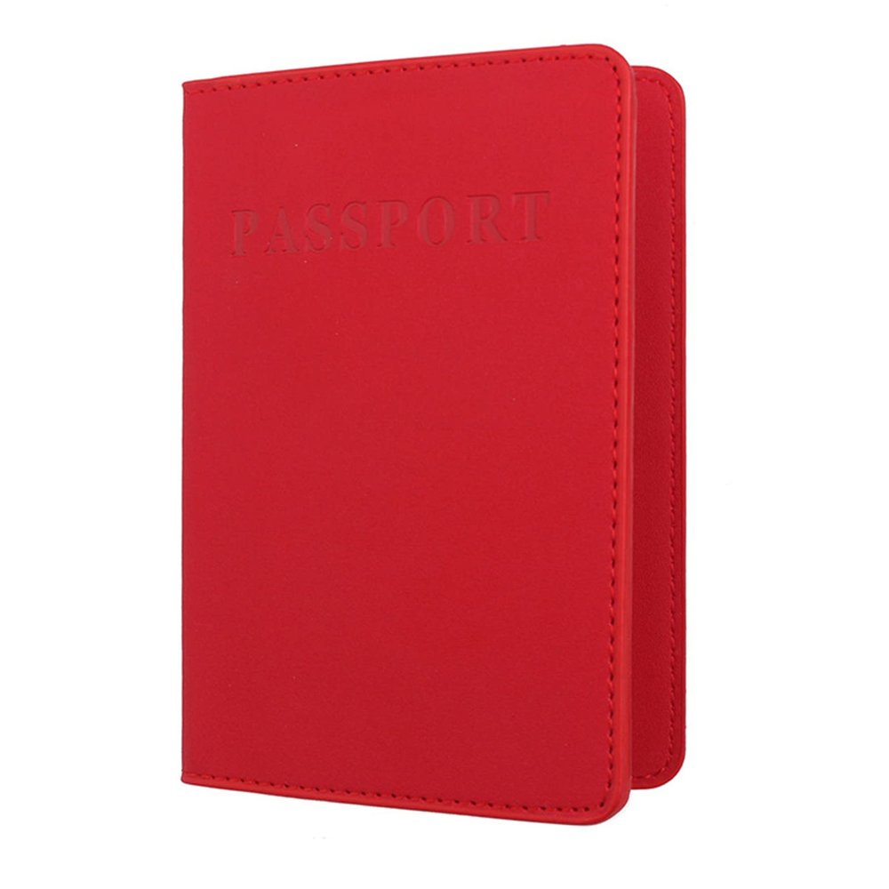 Frosted PU Leather Passport Holder Cover Case Travel Wallet Card Case Card Holder Bifold Wallet for Men and Women (Red)