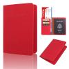 Frosted PU Leather Passport Holder Cover Case Travel Wallet Card Case Card Holder Bifold Wallet for Men and Women (Red) view 2