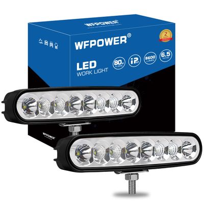 WFPOWER 2pcs Waterproof LED Boat Lights, 6.5inch 80W 8600LMS Spreader Bar Pontoon Boat Accessories, T-Top Flood & Spot Deck Lights Spotlights, Super Bright Marine Docking Lights