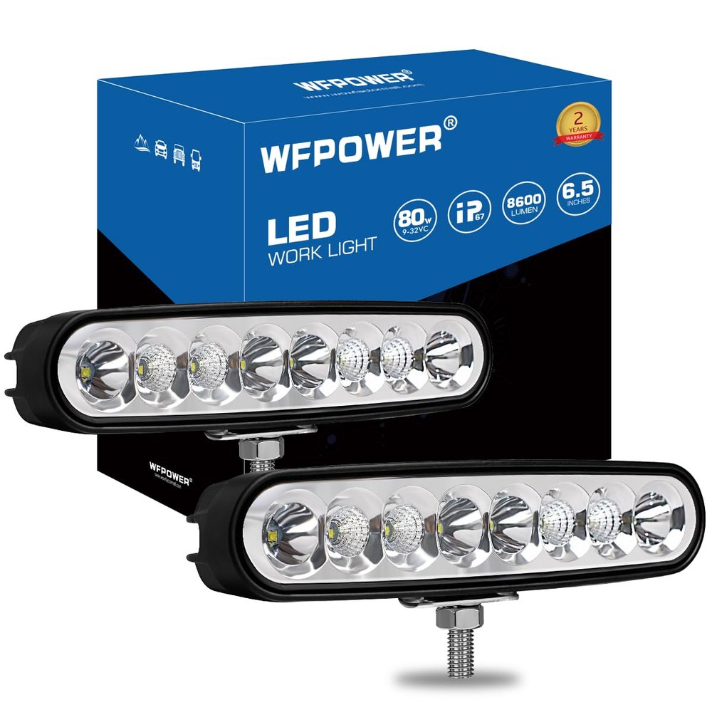 WFPOWER 2pcs Waterproof LED Boat Lights, 6.5inch 80W 8600LMS Spreader Bar Pontoon Boat Accessories, T-Top Flood & Spot Deck Lights Spotlights, Super Bright Marine Docking Lights