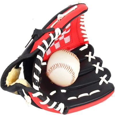 SKYPIG Baseball Glove Adjustable and Flexible Outdoor Soft Sports Softball Gloves Comfortable Training Game Mat Type Baseball Gloves for Kids Baseball Glove for Beginner (Color : Red, Size : 12.5 in