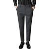 Men Classic Stretch Business Comfort Pant Straight Fit Flat Front Tapered Suit Pant Lightweight Slim Solid Trousers (Dark Grey,34) view 1