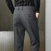 Men Classic Stretch Business Comfort Pant Straight Fit Flat Front Tapered Suit Pant Lightweight Slim Solid Trousers (Dark Grey,34) view 4