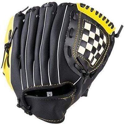 SKYPIG Sports Batting Gloves Leather Baseball Glove Left Hand Right Hand Training Glove Adult Right Hand Throw Adjustable and Comfortable (Color : Yellow Black, Size : Child 10.5") (Color : Yellow Bl