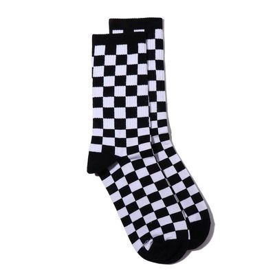 Fashion Harajuku Trends Women Checkerboard Socks Geometric Checkered Socks Men Hip Hop Cotton Unisex Print Skateboard Soks(black) 5-9