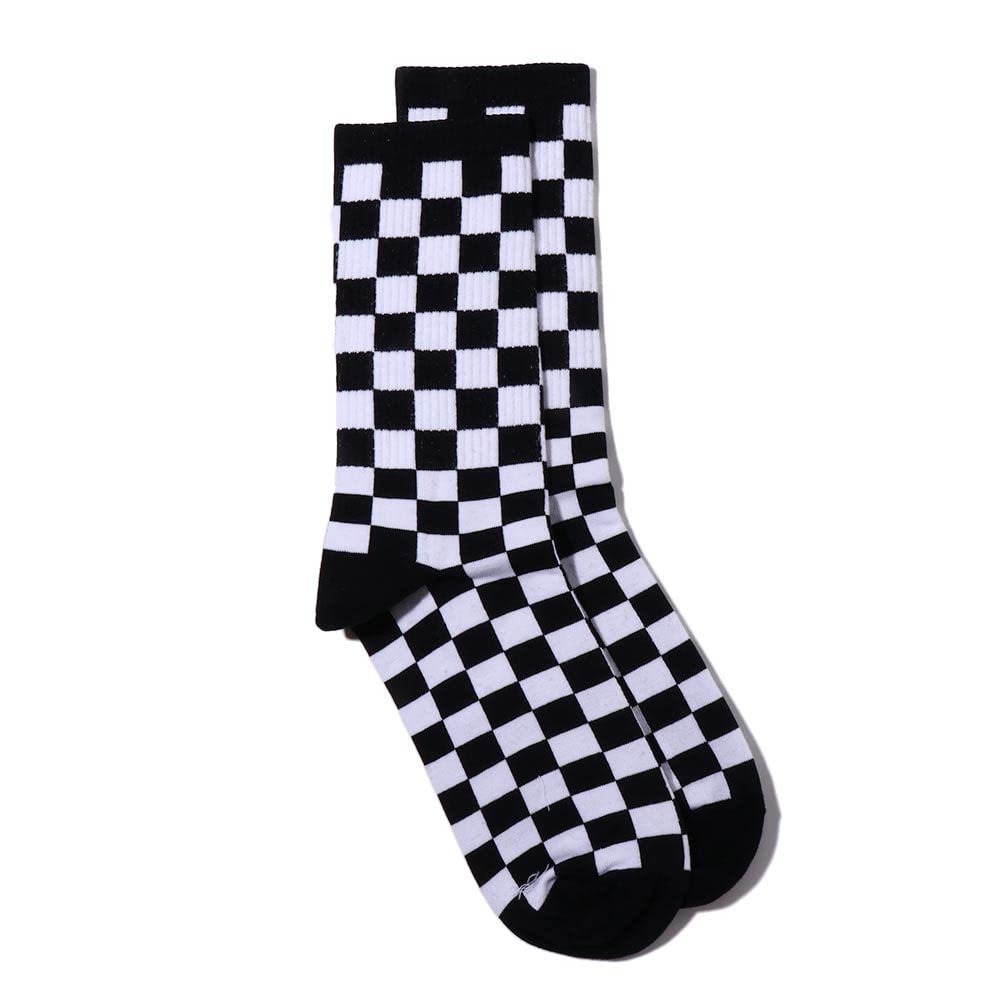 Fashion Harajuku Trends Women Checkerboard Socks Geometric Checkered Socks Men Hip Hop Cotton Unisex Print Skateboard Soks(black) 5-9