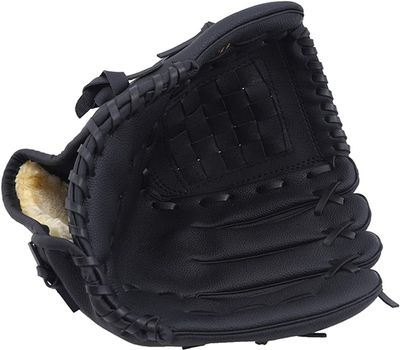 SKYPIG Baseball Glove PU Outdoor Sports Baseball Glove Softball Practice Equipment 9.5/10.5/11.5/12.5 Inch Left Hand for Adult Youth Kids Train Baseball Glove for Beginner (Color : Black, Size : 30x