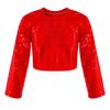 Agoky Kids Girls Boys Sequin Long Sleeve Dance Tops Shinny Gymnastic Tee Hip Hop Outfits Shirts Red 9-10 Years view 1