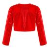 Agoky Kids Girls Boys Sequin Long Sleeve Dance Tops Shinny Gymnastic Tee Hip Hop Outfits Shirts Red 9-10 Years view 2