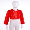 Agoky Kids Girls Boys Sequin Long Sleeve Dance Tops Shinny Gymnastic Tee Hip Hop Outfits Shirts Red 9-10 Years view 4