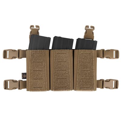 Tactical Triple Mag Pouch,Placard 5.56 Magazine Panel with Insert Set Clip Holder with Hook Backing and Female QASM Buckles. (Coyote Brown)