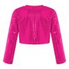 Agoky Kids Girls Boys Sequin Long Sleeve Dance Tops Shinny Gymnastic Tee Hip Hop Outfits Shirts Hot Pink 3-4 Years view 2